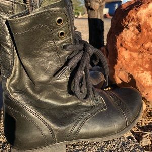 Steve Madden real leather lace up combat boots